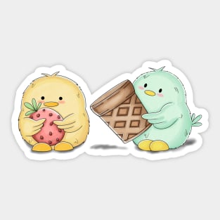 Strawberry ice cream chicks Sticker